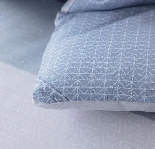 Miniatura 7 de Sleepbella - Edredón tamaño individual, algodón de 600 hilos, patchwork a rayas en blanco y azul marino, diseño reversible en azul, con relleno