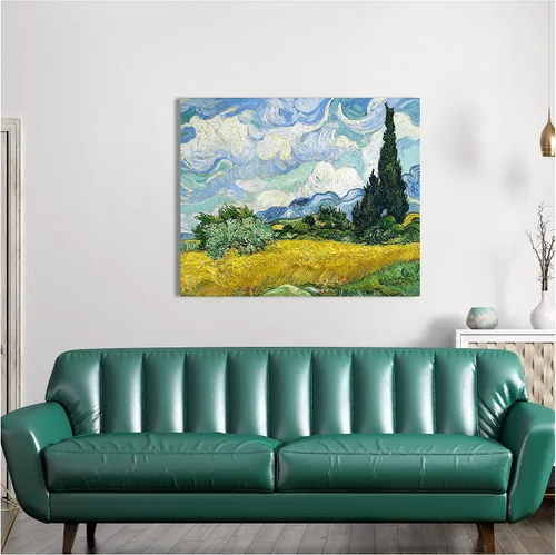 Miniatura 623 de A&T ARTWORK Campo de trigo con cipreses de Van Gogh Las reproducciones de arte clásico mundial, impresiones en lienzo giclée para decoración