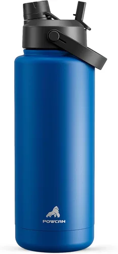 Miniatura 10 de POWCAN - Botella de agua térmica 2 en 1, sorbete y tapa con boquilla, antifugas, acero inoxidable sin BPA, apta portavasos automóvil, bebida fría 24
