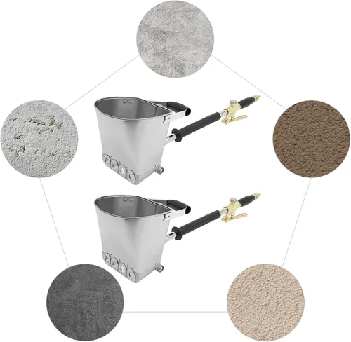 Miniatura 6 de Paquete de 2 pistolas pulverizadoras de cemento, pulverizador de mortero horizontal de 7 bar con tolva de 0.79 galones para enlucido de pared