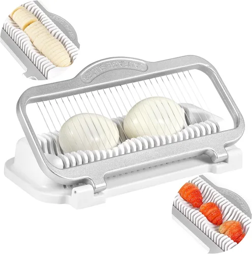 Cortador de huevos grande para huevos duros Cortador de plátano, alambres de aluminio y acero inoxidable Cortador de fresas multiusos resistente