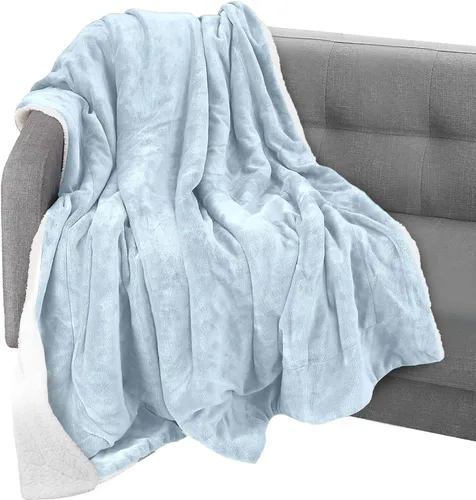 Miniatura 48 de Elegant Comfort Manta reversible de franela sherpa, ultrasuave, mullida, acogedora y afelpada, manta decorativa ligera para todas las estaciones, 50