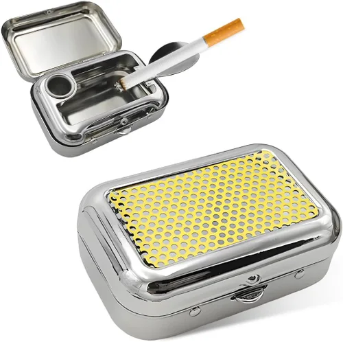 Miniatura 8 de Yourkar Ceniceros Portátiles, Mini Cenicero Portátil de Acero Inoxidable con Tapa a Prueba de Viento, Cenicero de Bolsillo Creativo Portátil