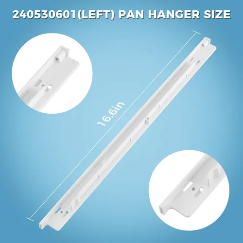 Miniatura 2 de AMI PARTS 240530601 Colgador de sartén para refrigerador (izquierda) apto para refrigeradores Frigi-daire y Ken-more, reemplazo de riel deslizante