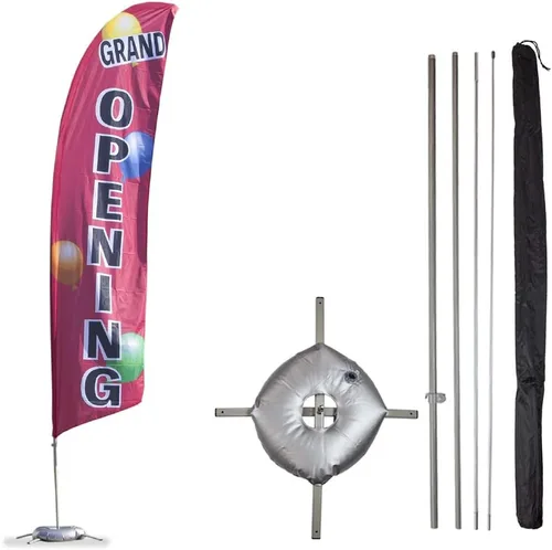 Miniatura 14 de Vispronet Kit de bandera de plumas de globo de gran apertura, asta de bandera Swooper de 13 pies con estaca para el suelo, base cruzada, bolsa