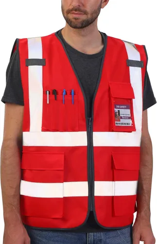 Miniatura 9 de Dib Safety - Chaleco reflectante ANSI clase 2, chaleco de alta visibilidad con bolsillos y cremallera, ideal para trabajo en construcción, alta