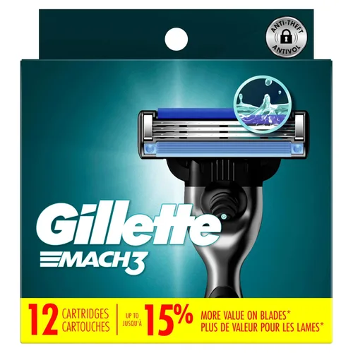 Miniatura 9 de Gillette Mach3 - Recambios de maquinilla de afeitar para hombres, 12 recambios de cuchillas de afeitar
