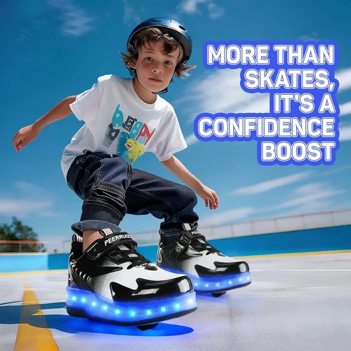 Miniatura 8 de Zapatos para niños con ruedas - 4 en 1 Zapatos con ruedas iluminados con luces LED recargables por USB para regalos de Navidad y escuela