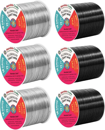 Miniatura 275 de Mandala Crafts - Alambre de aluminio anodizado de 8 calibre para hacer joyas - 9.75 m de alambre flexible negro colorido - Flexible para bonsái