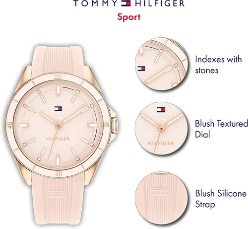 Miniatura 4 de Tommy Hilfiger Reloj de cuarzo dorado clavel para mujer con correa de silicona rubor 19 Modelo 1782479 Blush Reloj de cuarzo