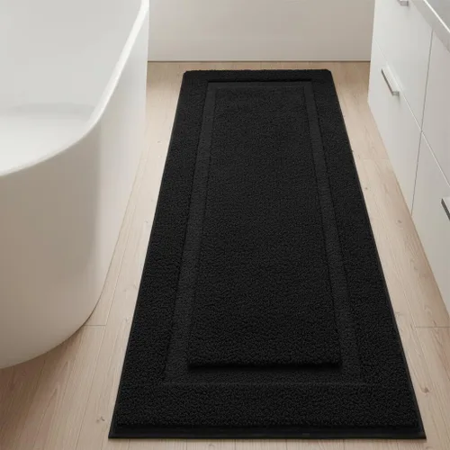 Miniatura 45 de SHACOS Alfombras de baño súper suaves y esponjosas de 24"x36" antideslizantes, lavables, alfombras de baño absorbentes, alfombras para suelo de Gris