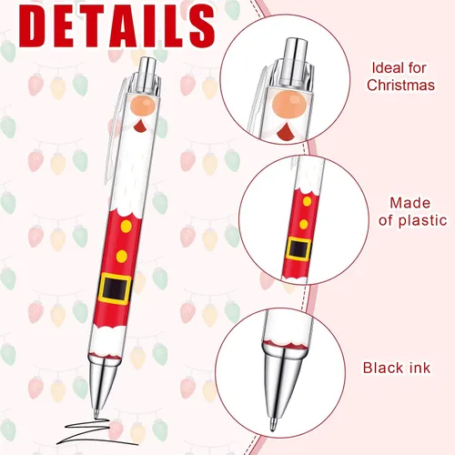Miniatura 3 de Geyoga 48 piezas de bolígrafos navideños retráctiles, lindos bolígrafos de bola de Navidad de colores, tinta negra, suministros de oficina