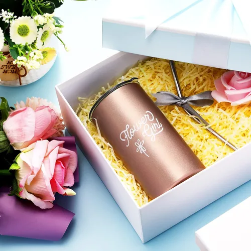 Miniatura 3 de Yungyan Vaso de regalo para niña de las flores, botella de agua con popote, cepillo de limpieza, cinta para propuesta de boda, regalo de fiesta