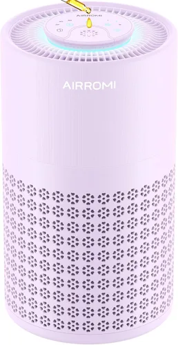 Miniatura 11 de Purificador de aire AIRROMI para dormitorio con filtro HEPA 3-en-1, purificador de aire para mascotas para el hogar con olor a orina de gato, cubre