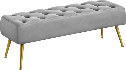 Miniatura 9 de Yaheetech Banco Otomano Moderno de Terciopelo Banco Tapizado Reposapiés para Sala de Estar con Patas de Metal Dorado y Asiento Acolchado Rosa