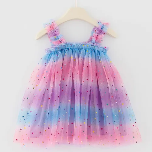Miniatura 2 de Vestido de tutú arcoíris para niñas pequeñas, vestido de tul en capas, vestido de princesa para niña con diadema de estrella