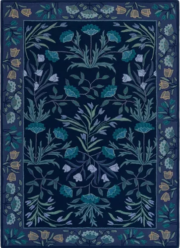 Miniatura 9 de Restoration and Renovation Handmade Floral Adeline Beige/Blue Tulips Traditional Crafted Wool Area Rug for Living Room Bedroom and Kitchen