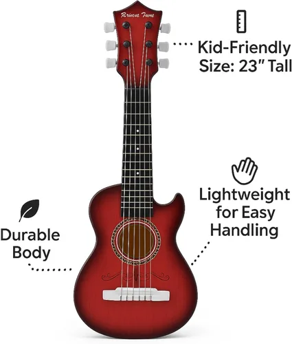Miniatura 4 de Guitarra acústica de 23 pulgadas, guitarra de juguete de 6 cuerdas para niños, cuerdas de acero realistas, primer instrumento musical para Caoba