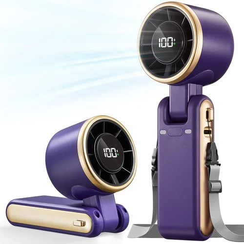 Miniatura 10 de Ventilador Portátil de Mano Turbo - 5 Velocidades Alta Velocidad 4000mAh Mini Ventilador de Mano Personal Recargable Sopla Aire Frío, Operado por