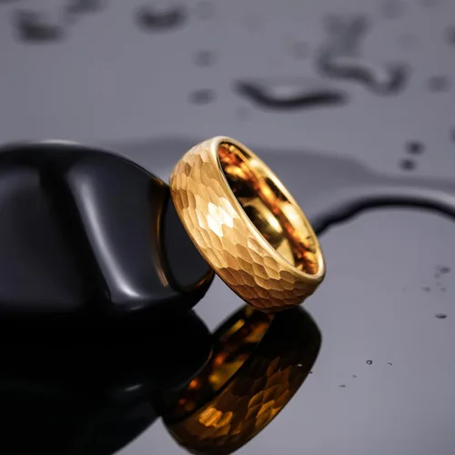 Miniatura 2 de TRUMIUM Anillos de carburo de tungsteno para hombres y mujeres, martillados, multifacéticos, acabado mate, de 0.236 pulgadas, 0.315 pulgadas