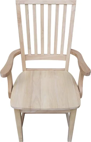 Miniatura 9 de International Concepts Mission - Silla auxiliar con brazos, madera de parawood maciza, sin terminar