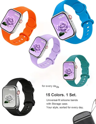 Miniatura 2 de Bands Compatible with Apple Watch Band 38mm 40mm 41mm 42mm 44mm 45mm 46mm 49mm for Women Men, Soft Silicone Sport Replacement Strap Wristbands for