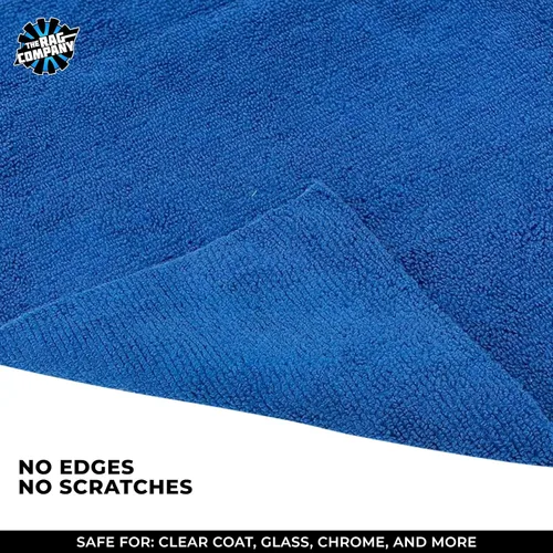 Miniatura 3 de The Rag Company - Toallas de microfibra 365 sin bordes (paquete de 10) Mezcla premium 70/30, pulido profesional, eliminación de cera, detallado Azul