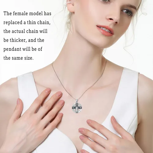 Miniatura 48 de CEKAMA - Collar de plata de ley 925 con dije de amuleto para hombres y mujeres, con cadena de 0.098 in, 22 pulgadas + 2 pulgadas