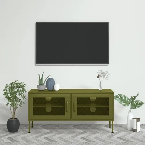 Miniatura 13 de Soporte de TV de metal de acero con almacenamiento, gabinete de TV de metal clásico, mesa consola de entretenimiento con estantes de almacenamiento