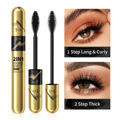 Miniatura 4 de Máscara de pestañas 4D Golden Goddess Black 2 en 1, extensión de pestañas líquidas para pestañas impermeables 5 veces más largas y llenas (1 unidad)