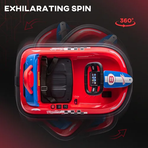 Miniatura 3 de Aosom Coche de Choque para Niños Pequeños, Rotación 360° Coche Eléctrico de 6V para Niños con Bordes de Parachoques de EVA, Motor Doble, Canciones