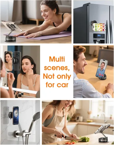 Miniatura 6 de Yoozon Soporte magnético para teléfono Mag Safe con succión fuerte al vacío de 2400 gf, soporte plegable de rotación de 360° para todos