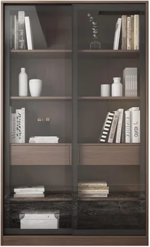 Miniatura 9 de moisture Estantería de piso a techo con puerta corrediza de vidrio, gabinete de almacenamiento adecuado para sala de estar, dormitorio, estudio