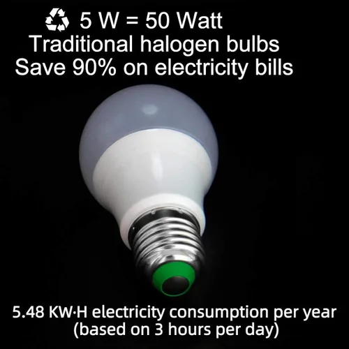 Miniatura 6 de Bombillas LED E26 de bajo voltaje de 12 V, 5 W, A19, bombilla estándar Edison con base de tornillo equivalente a 50 W, lámpara halógena blanca