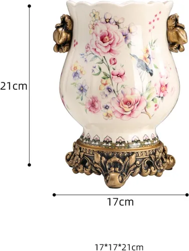 Miniatura 7 de Jarrón alto de piso chino de cerámica para decoración del hogar, florero japonés de 8.3 pulgadas, recipiente sofisticado para ramas decorativas
