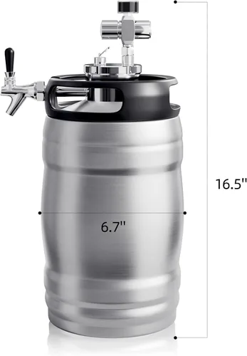 Miniatura 5 de TMCRAFT Growler de barril de cerveza de doble pared de 1.3 galones, sistema dispensador de cerveza presurizado para el hogar con lanza de barril