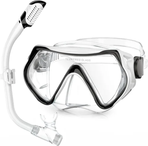 Miniatura 12 de Kids Snorkel Set Dry Top Snorkeling Gear for Kids Youth Boys Girls Junior Age 5-15,Tempered Glass Swimming Diving Mask and Snorkel Set 180 Degree