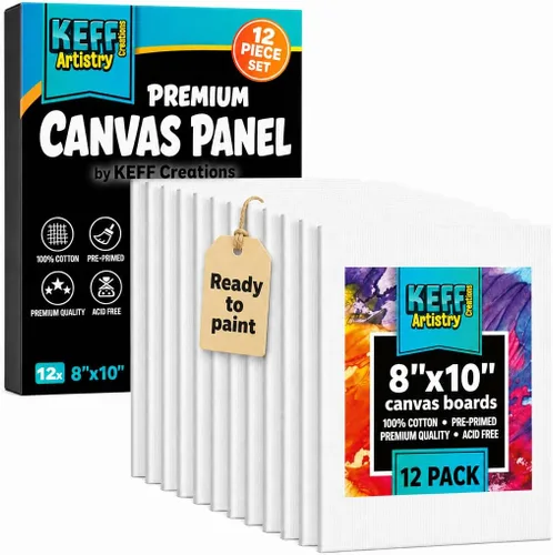 Miniatura 23 de KEFF Lienzo para pintar, paquete de 5 lienzos de 8 x 10 pulgadas, lienzos pequeños 100% algodón con triple imprimación para pintura. Mini lienzos a