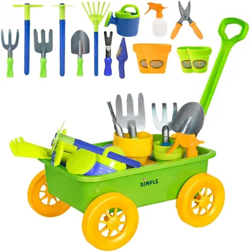 Miniatura 11 de Dimple Juego de juguetes de jardín y herramientas, juego de jardinería para niños – 15 piezas de juguetes al aire libre para niños pequeños