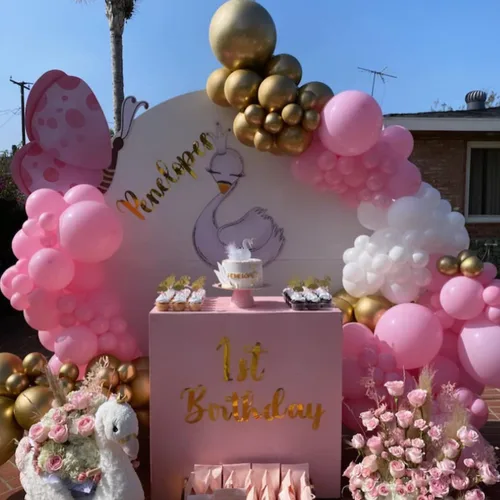 Miniatura 4 de Globos de látex rosa dorado y blanco, paquete de 50 globos de fiesta de 12 pulgadas, globos de helio para niña, baby shower, cumpleaños, despedida