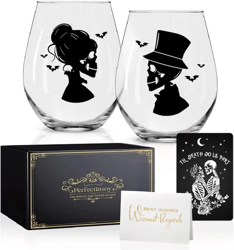 Miniatura 15 de Perfectinsoy Juego de 2 copas de vino de 40 años de feliz aniversario, regalo de boda para mamá, papá, esposa, alma gemela, pareja, divertido