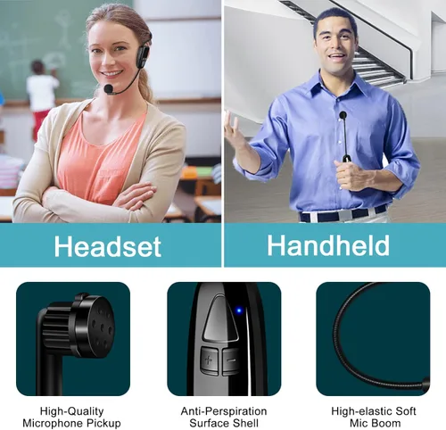 Miniatura 4 de Auriculares con micrófono inalámbricos, micrófono de cabeza inalámbrico de 2.4GHz, micrófonos con carga USB-C, rango de 165 pies, para amplificador