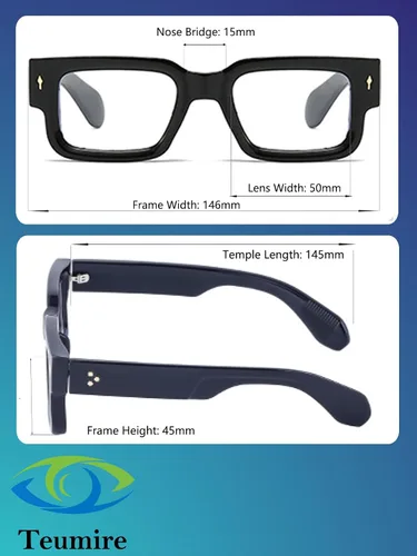 Miniatura 7 de Gafas de marco cuadrado grueso para mujeres y hombres, anteojos rectangulares gruesos, sin receta, lentes de luz azul para computadora