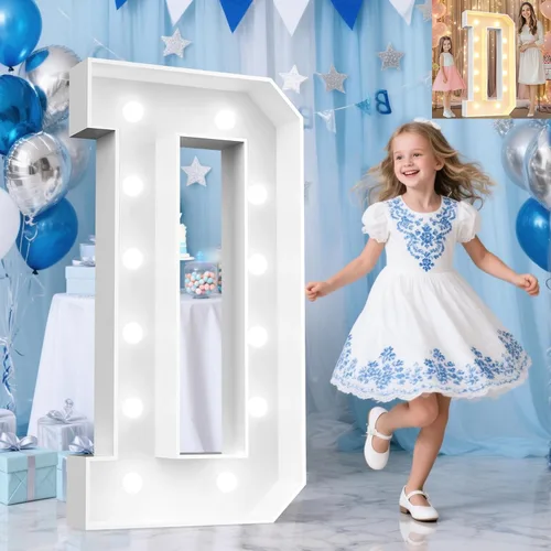 Miniatura 43 de Pooqla Letras de marquesina iluminadas de 3 pies, letras de marquesina con luz LED blanca fría y blanca cálida, letras de mosaico gigante para Letra