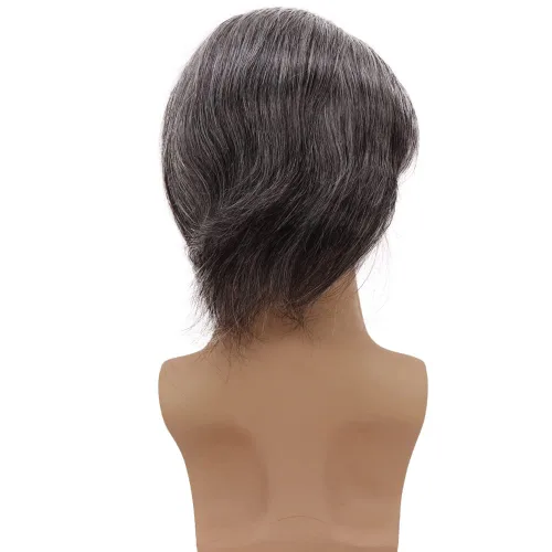 Miniatura 6 de Peluca de cabello humano europeo de repuesto para hombre, encaje suizo frontal, 0.003 in, piel fina, poliuretano, con bucle, 10 x 8 pulgadas, 1B, 1B