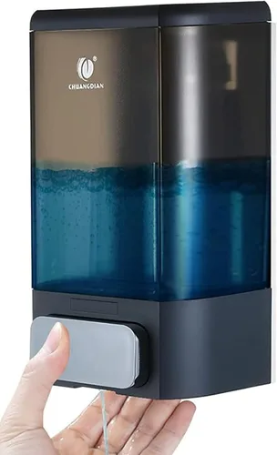 Dispensador manual de jabón para baño y cocina, dispensador de jabón para baño, ducha, champú, gel, recipiente de plástico líquido, 34 onzas, gris