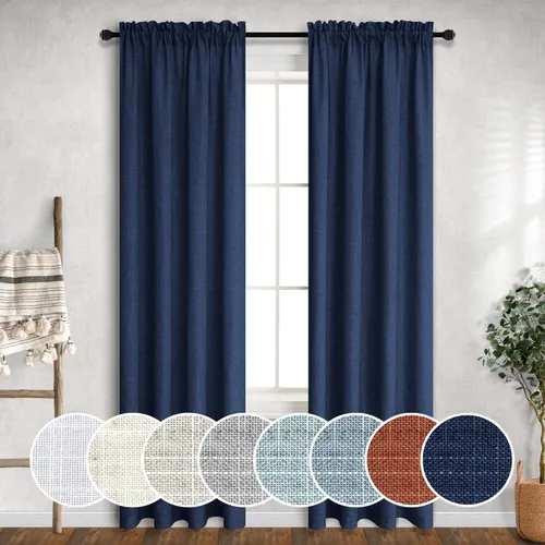 Miniatura 92 de Cortinas blancas puras de 38 pulgadas de ancho para dormitorio, juego de 2 paneles de cortinas de privacidad con bolsillo para barra, cortinas