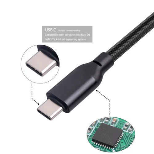 Miniatura 3 de Cable de audio USB C a doble XLR macho de 3.3 pies,Cable amplificador de potencia estéreo macho USB C a 2 XLR, conexión USB c para teléfono móvil