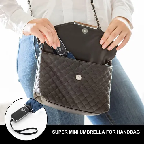 Miniatura 3 de LEAGERA Paraguas de viaje compacto para bolso, mango plano, impermeable para lluvia ligera