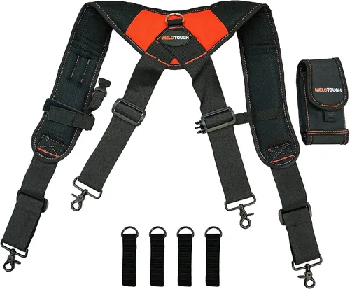 Miniatura 8 de MELOTOUGH Tirantes Magnéticos para Cinturón de Herramientas con Pulsera Magnética de Muñeca para Cinturón de Trabajo Tirantes Acolchados de Naranja